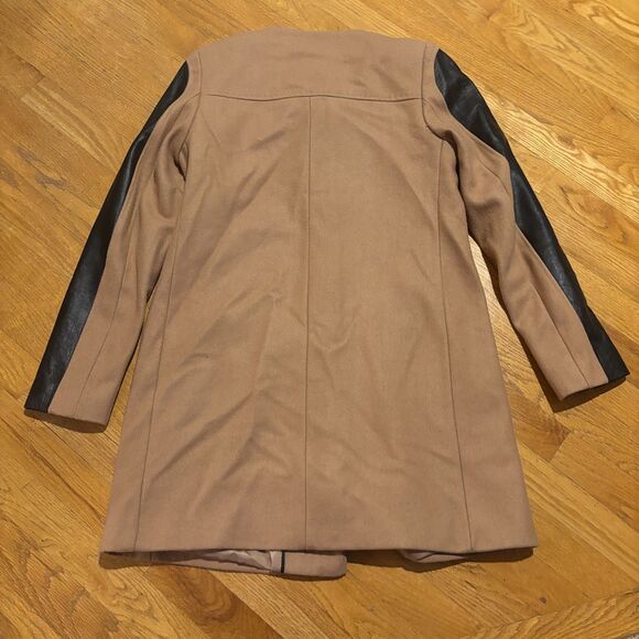 French Connection Coat Womens 2 Brown Wool Blend Lined Adjustable Buckle Front - Picture 3 of 8